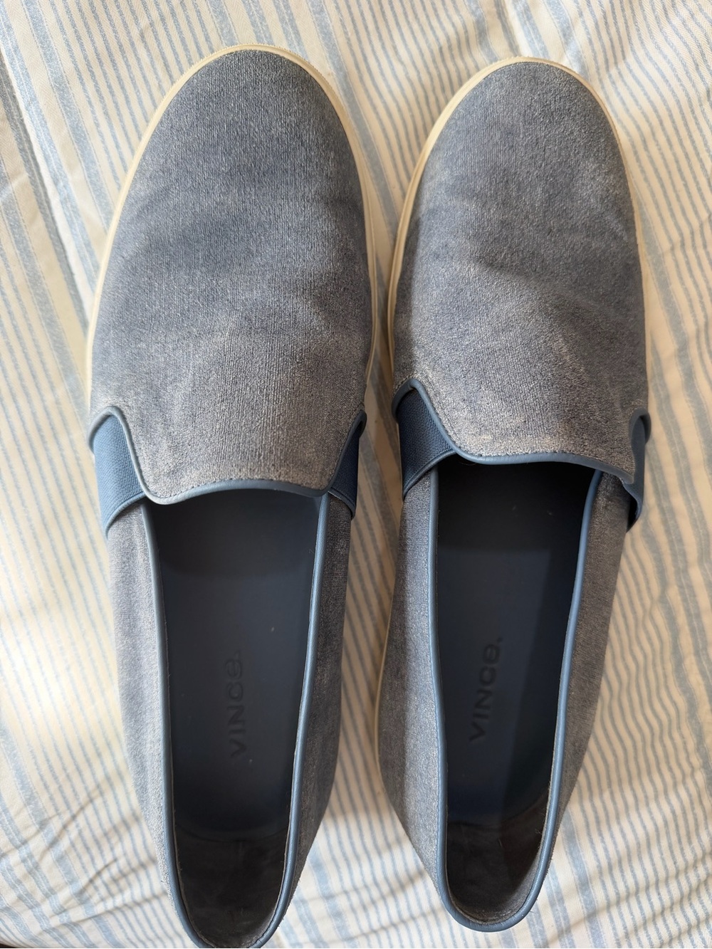 Vince Blue Gray Slip-On Sneakers Elastic Side Panels
